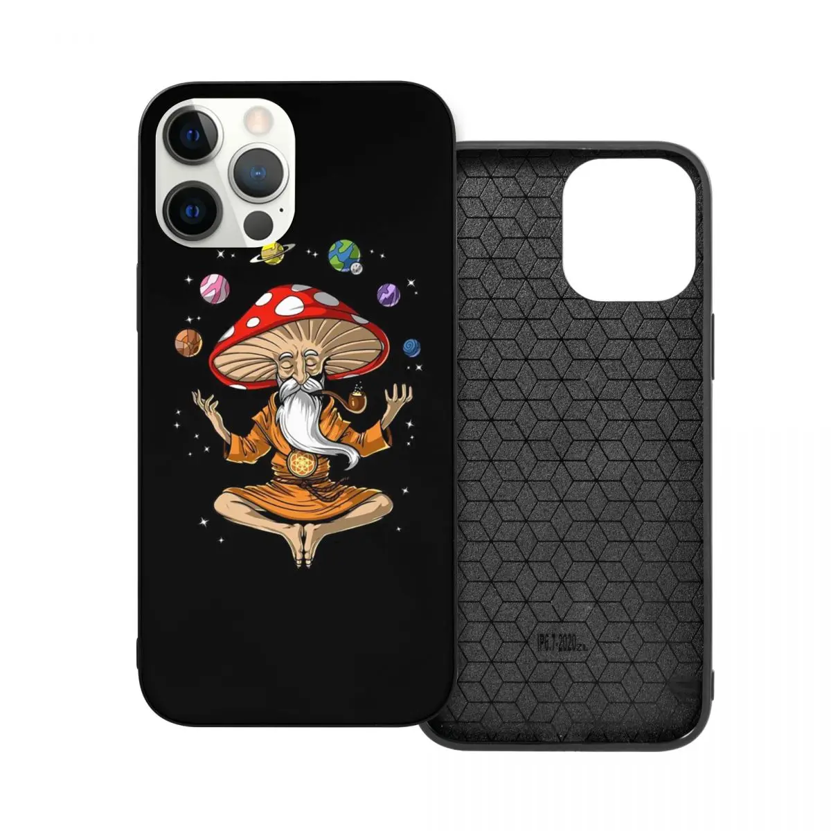 

Magic Mushroom Buddha PC Glass TPU Phone Bumper for iPhone 13 12 11 Xs Xr X Pro Max Mini 7 8 Se2 Plus 6 6S