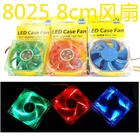 Новый радиатор кулер охлаждающий вентилятор для DFS802512M 80*80*25 мм DC 12 В 4 контакта 8025 8 см с цветсветодиодный лампами Chasis ПК чехол для компьютера