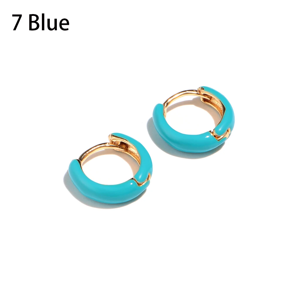 2Pcs 7 Blue Хит богемные одиночные серьги-кольца цветок круглые маленькие серьги-клипсы имитация жемчуга Стразы манжеты модные ювелирные изделия - Окраска металла: 2Pcs 7 Blue