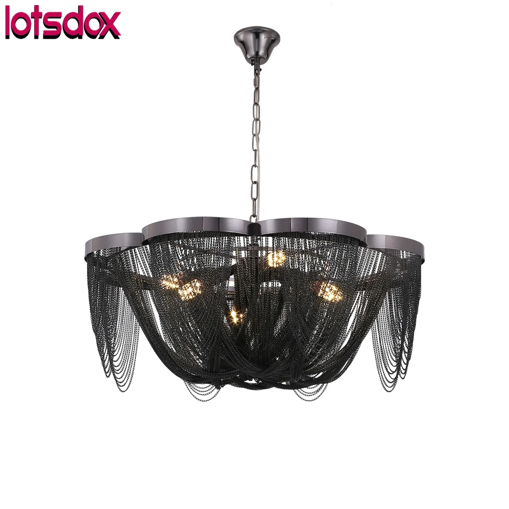 

Modern Aluminum Chain Tassel-Shaped Pendant Light With Wings Beside Creative Bedroom Hotel Hall Parlor Living Room Hanging Lamp