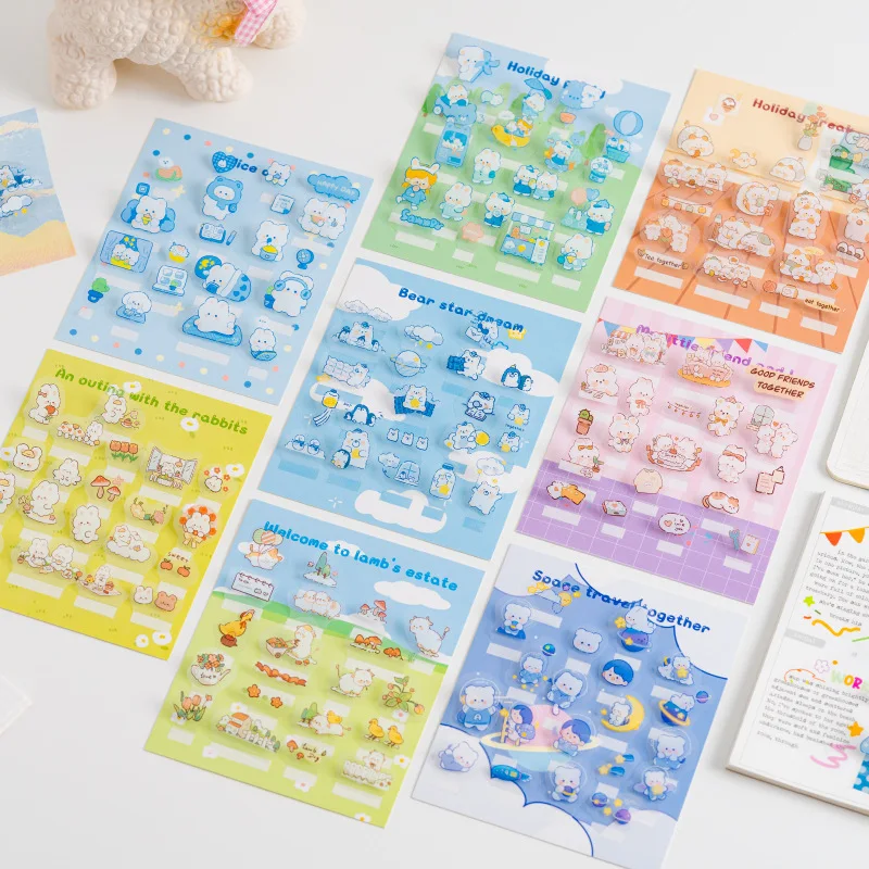 

MOHAMM 20 PCS PET Waterproof Durable Cute Cartoon Animal Standable Decorative Stickers for DIY Greeting Cards Scrapbooking Craft