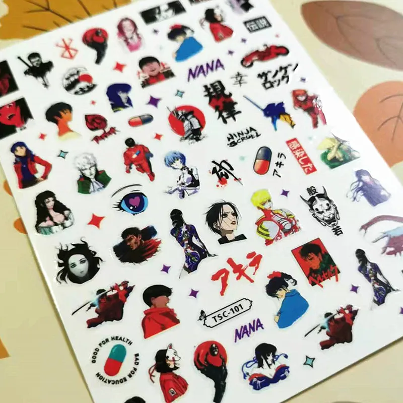 

Newest Japanese Anime Design 3D Decal Slider DIY Decorations Wraps Nail Sticker TSC101