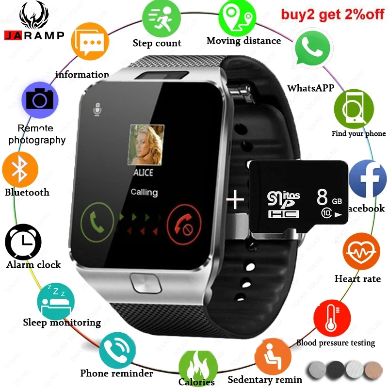 Умные часы с Bluetooth мужские android-телефоном водонепроницаемые камерой Sim-картой