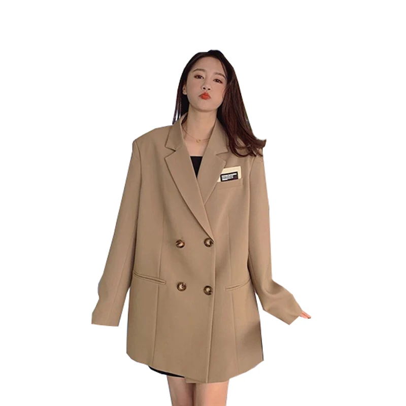 2021 Spring Autumn Women Fashion Korean khaki suit Blazers And Jackets Chic Button Office Suit Coat Ladies Elegant Outwear Drops