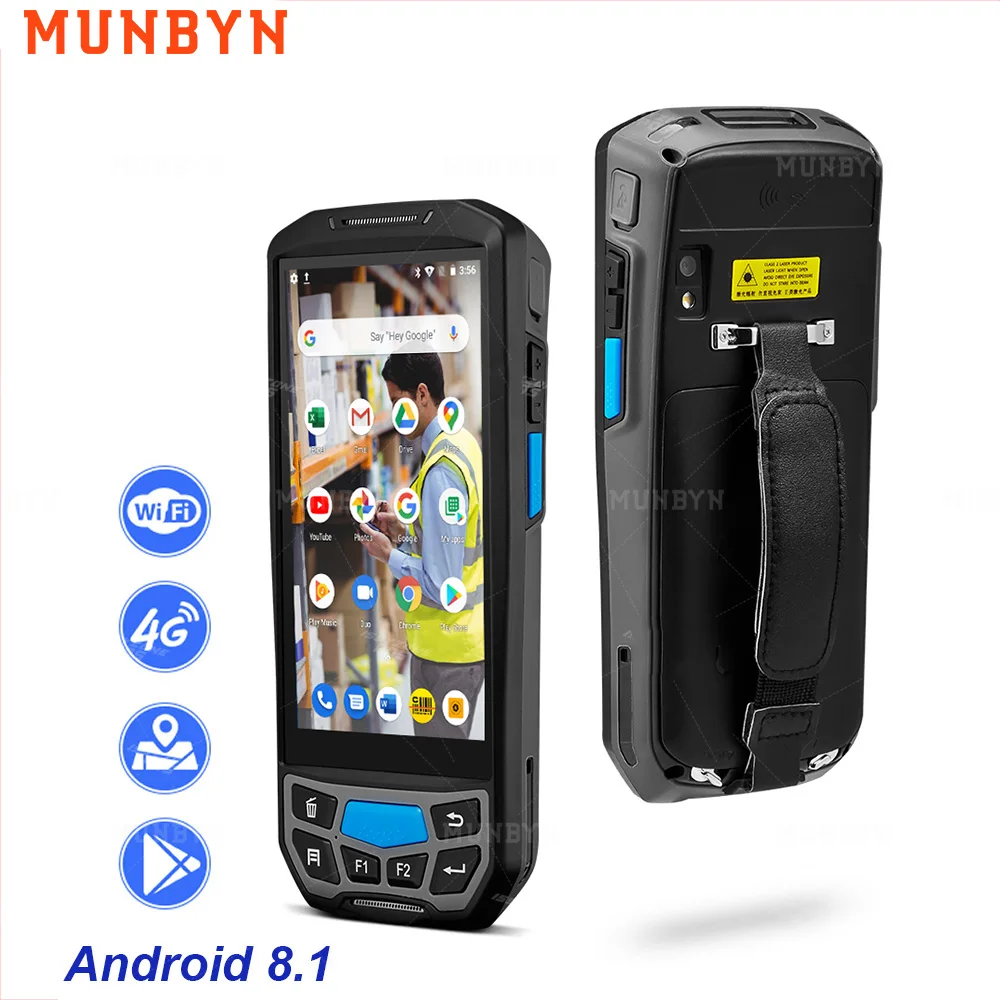 Ручной сканер штрих кода MUNBYN PDA Android 8 1 NFC pos терминал 2D QR 5 дюймов портативный код