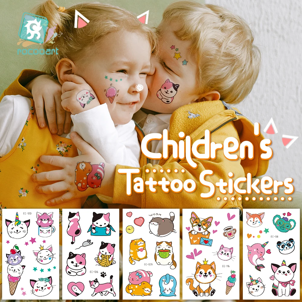 

Animal Zoo Temporary Kit, Mixed Style Cartoon Tattoo,Cat Dogs Waterproof Fake Body Stickers for Birthday Party Supplies