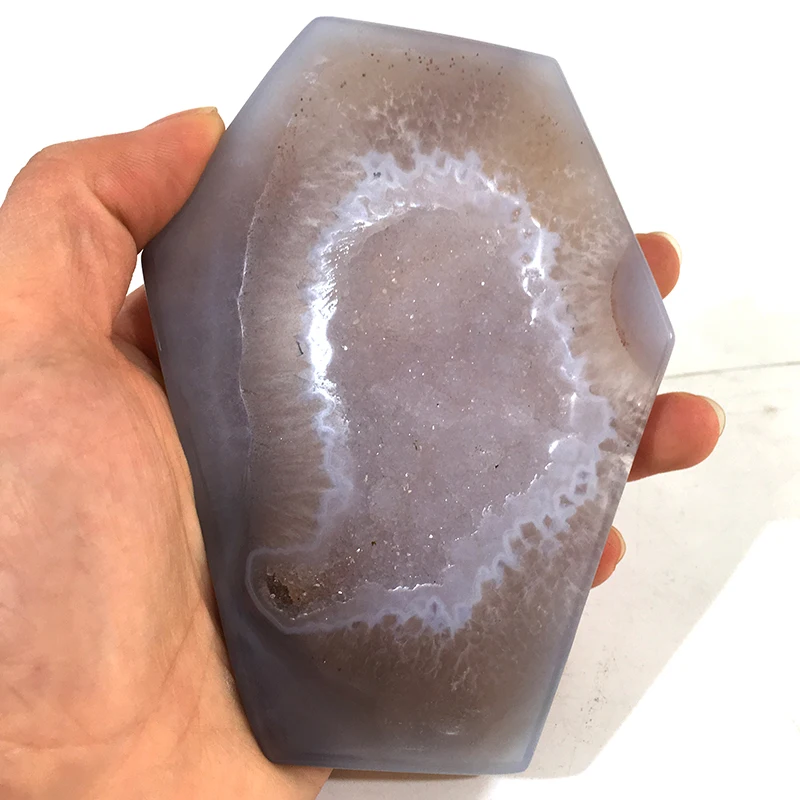 Оптовая продажа натуральный камень Агат Druse резная доска Кристалл Полированная