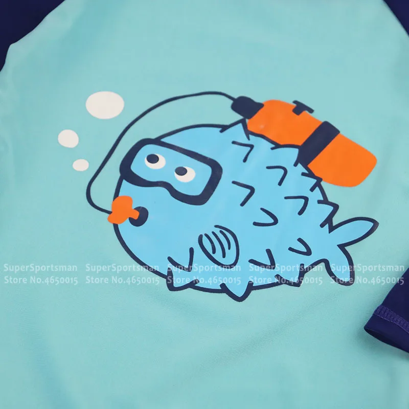 Детский купальный костюм с рисунком рыбы детский защитой от ультрафиолета