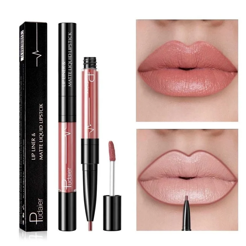 2 в 1 матовый блеск для губ подводка сексуальный красный Жидкий долговечный