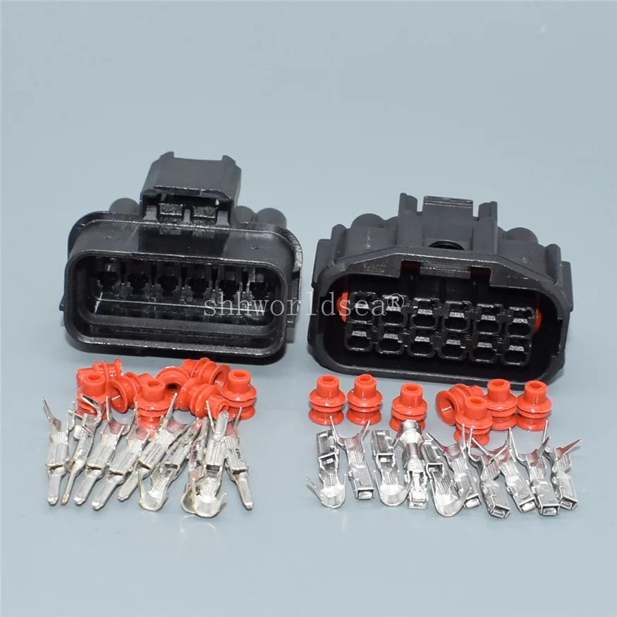 

1sets 12 Pin Car Waterproof Auto Balck Male Female Connector LED Fog Light Wire Socket 6181-6784 6189-7410 For Honda