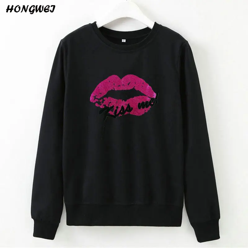 Толстовка Женская с длинным рукавом и принтом в виде губ | одежда
