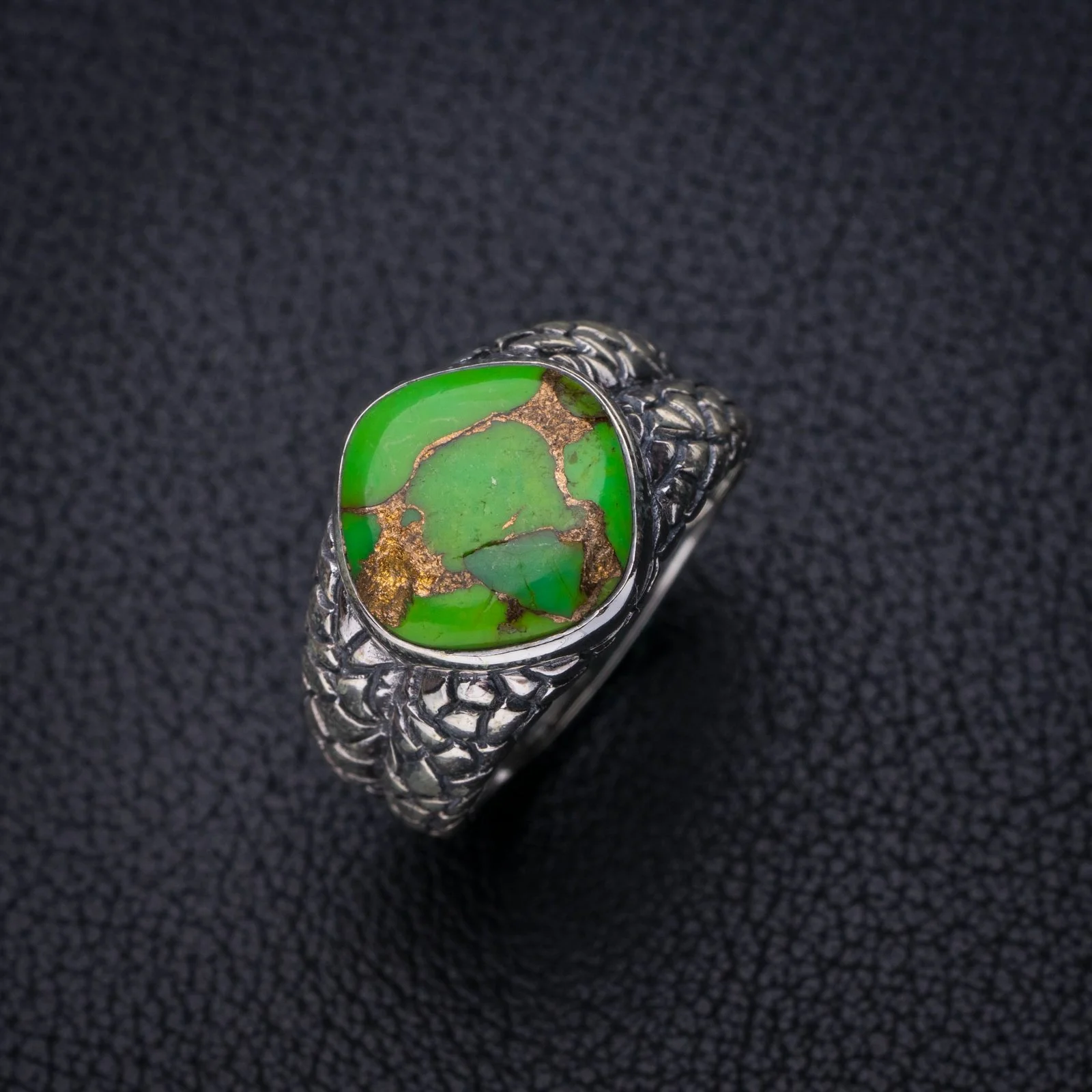 

StarGems Natural Copper Turquoise Handmade 925 Sterling Silver Ring 9 E7638