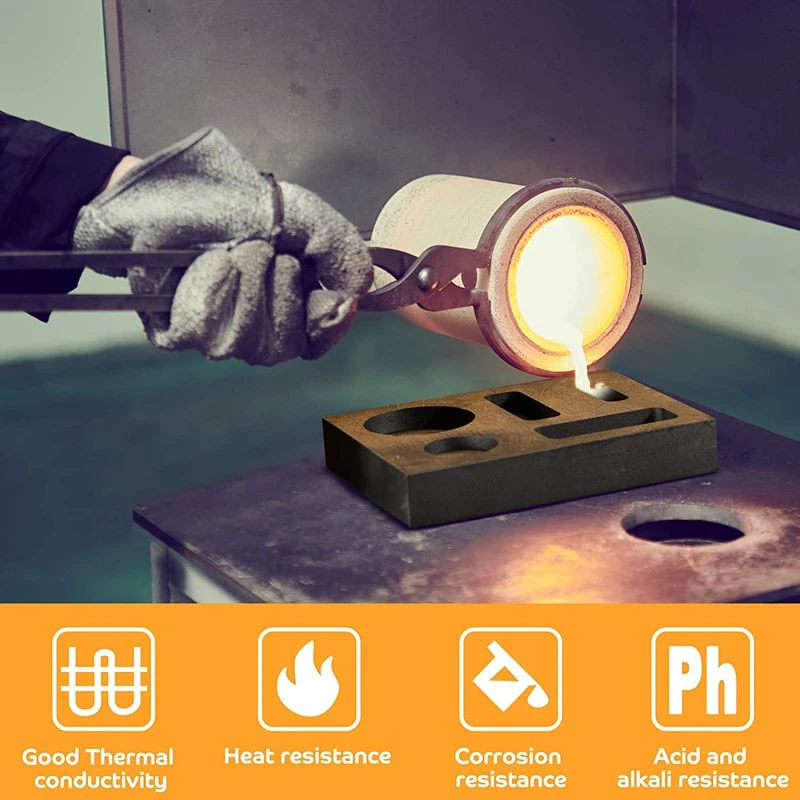 

5-In-1 Graphite Casting Ingot Mold Coin Combo Metal Casting Refining Scrap Bar for Melting Casting Refining Metal (2Pcs)