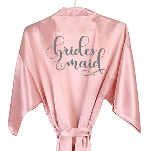 bridesmaid new C& Fung темно-розовый халат серебряное кимоно с надписью атласная пижама Свадебный халат Подружка невесты, сестра мать невесты халаты - Цвет: bridesmaid new