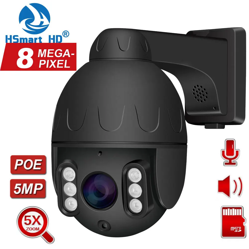 Мини камера видеонаблюдения 4K 8 Мп POE PTZ 5 МП Super HD кратный зум двустороннее аудио