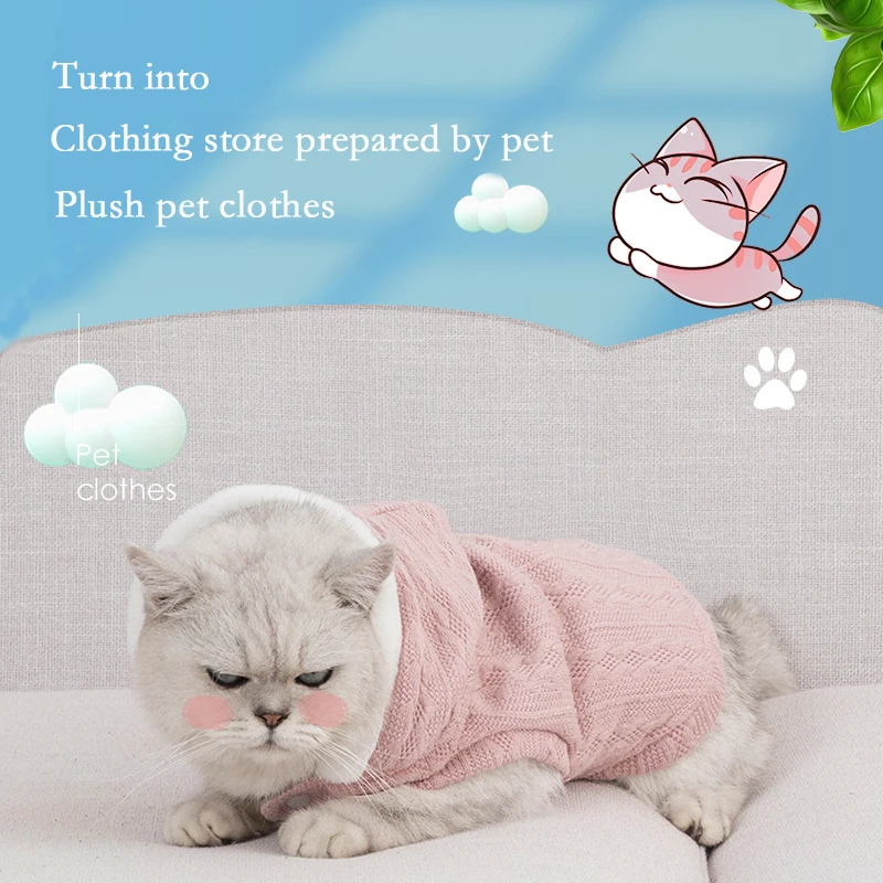 

Pet cat clothes autumn and winter fashion dog sweater clothing gifts small hat warm travel knitted cat cotton clothes 2021 NEW
