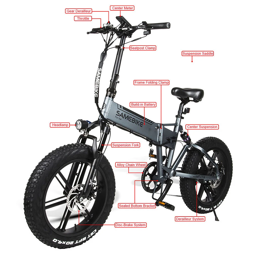 20-дюймовый складной электрический велосипед с электроприводом 48 в 500 Вт