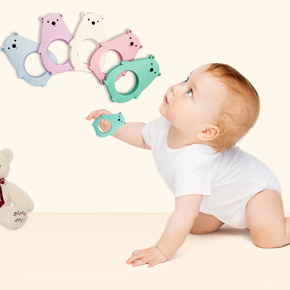 Силиконовый детский Прорезыватель для зубов форма медведя из мультфильма