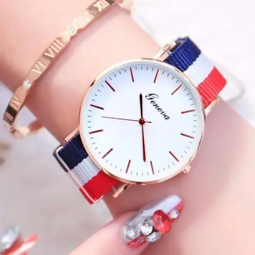 Модные часы для пары повседневные Нейлоновые женские и мужские наручные