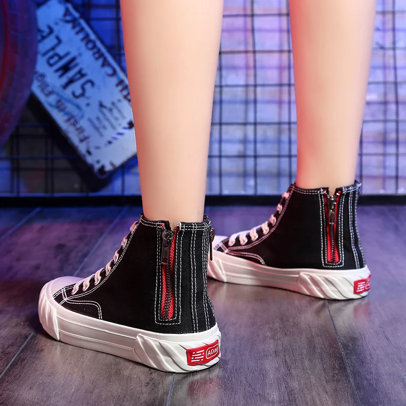 Модные женские туфли с высоким берцем парусиновая обувь на каждый день