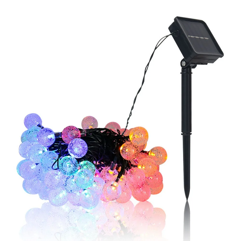 

LED Solar Light Crystal Ball String Lights USB Glass Bubble Ball Fairy Garland Lamp for Christmas Wedding Festoon Decoration