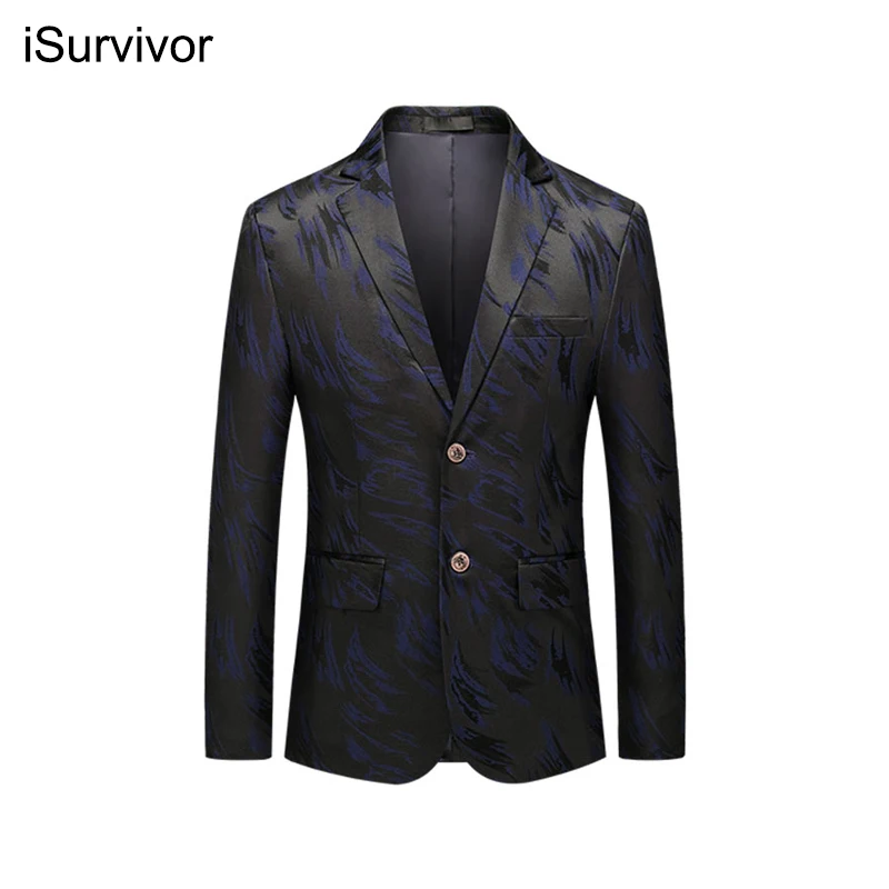 iSurvivor 2022 New High-Quality Jacquard Ywo-Color Professional Single-Piece Suit Jacket Men's Fashion Slim Casual Suit Jacket