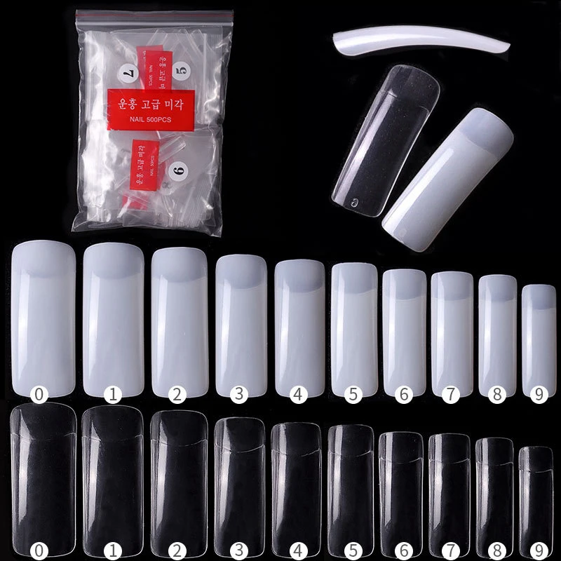

500 Pieces Of Ballerina Stiletto Coffin Rounded Square False Nail Tips Manicure Fake Nail Tips