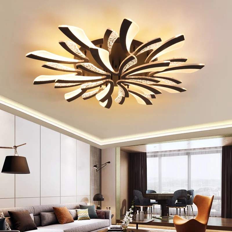 Modern LED ceiling chandelier lights for living room bedroom Dining Study Room White Black Body AC90-260V Chandeliers Fixtures