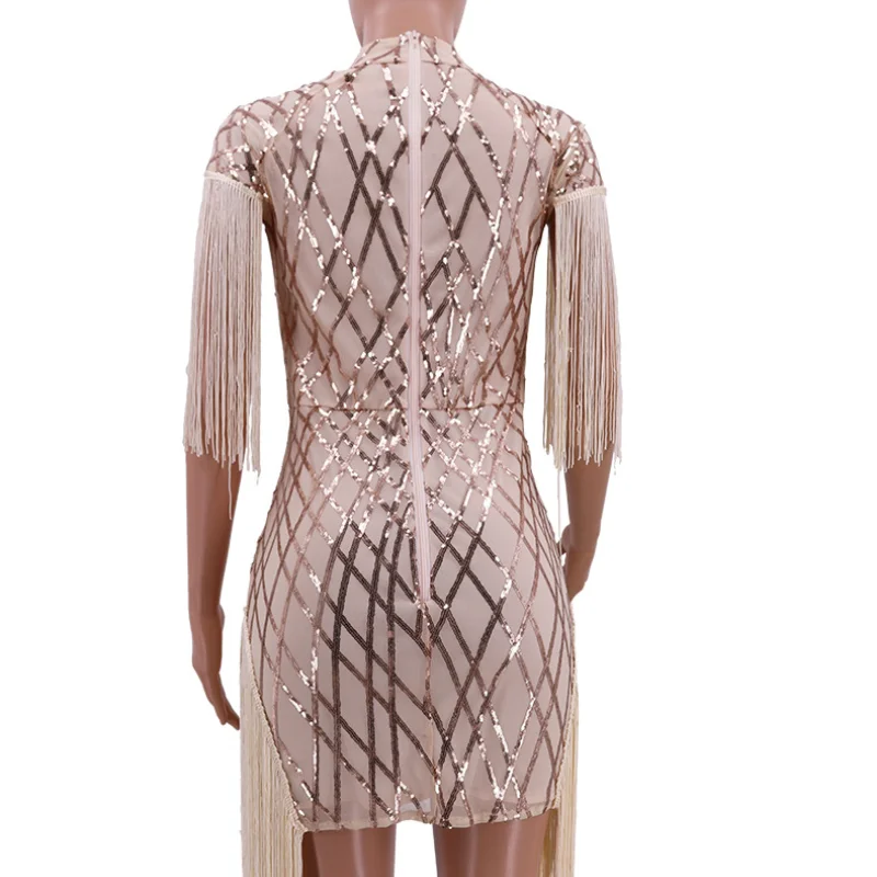 

Stylish Black Black Apricot Sexy Bright Pencil Skirt Plaid Babydoll Mini Skirt Nightclub Beaded Mesh Dress Loose Waist