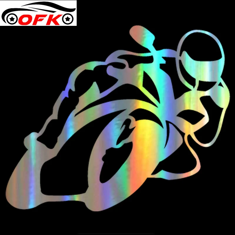 

Car Sticker Motorcyclist on Board Funny Decal Reflective Laser 3D Stickers Vinyl Styling 18CM*15CM