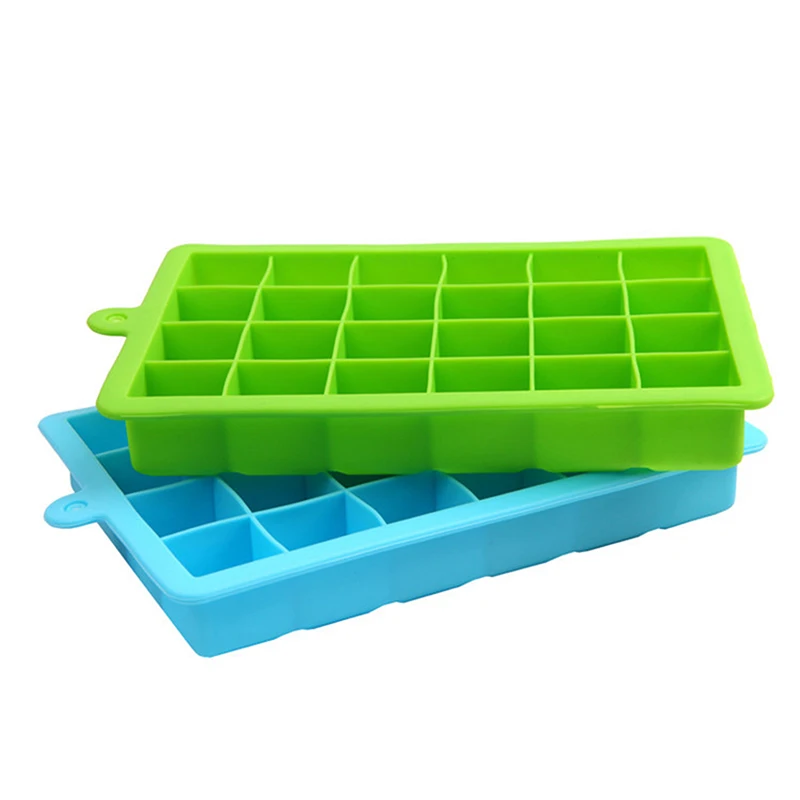 24 силиконовых лотка для кубиков льда с крышками нежные формы из пищевого