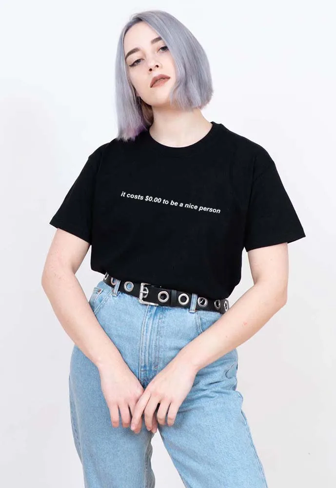 Женская футболка с принтом в стиле гранж надписью To Be A Nice Person|Футболки| |