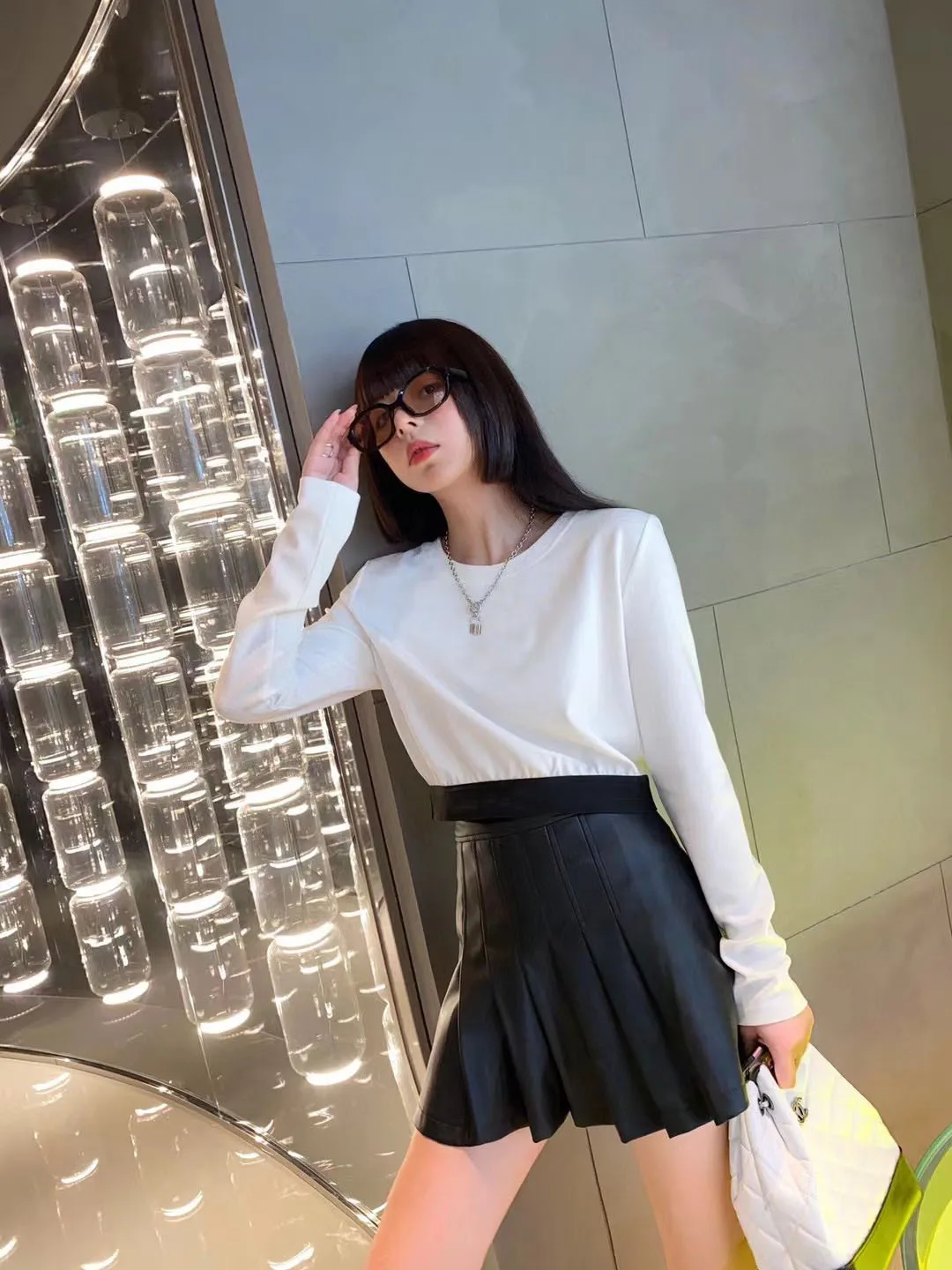 

2021 early autumn women's new style printed stitching ribbon fashion sweater