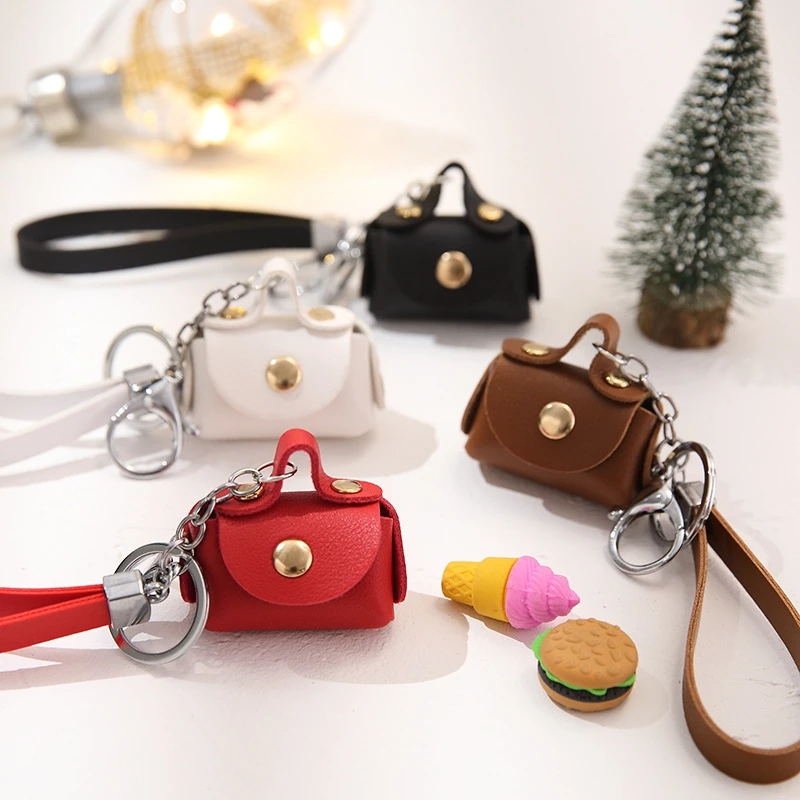 

Creative Keychain With PU Leather Mini Coin Purse Beautiful Storage Bag Reliable Wallet for College Students Coin Purse