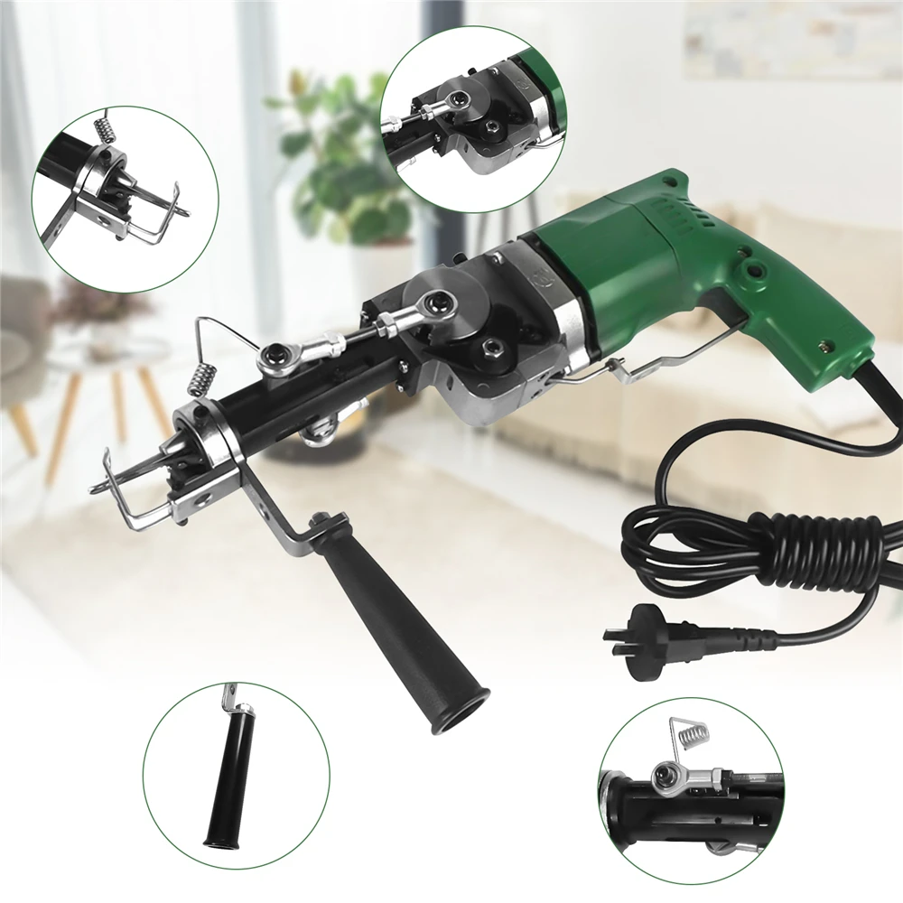 

220V Electric Cut/loop Pile Carpet Tufting Gun Manual Carpet Weaving Flocking Rug Machine 240W Adjustable Rug Weave Tool DP-05