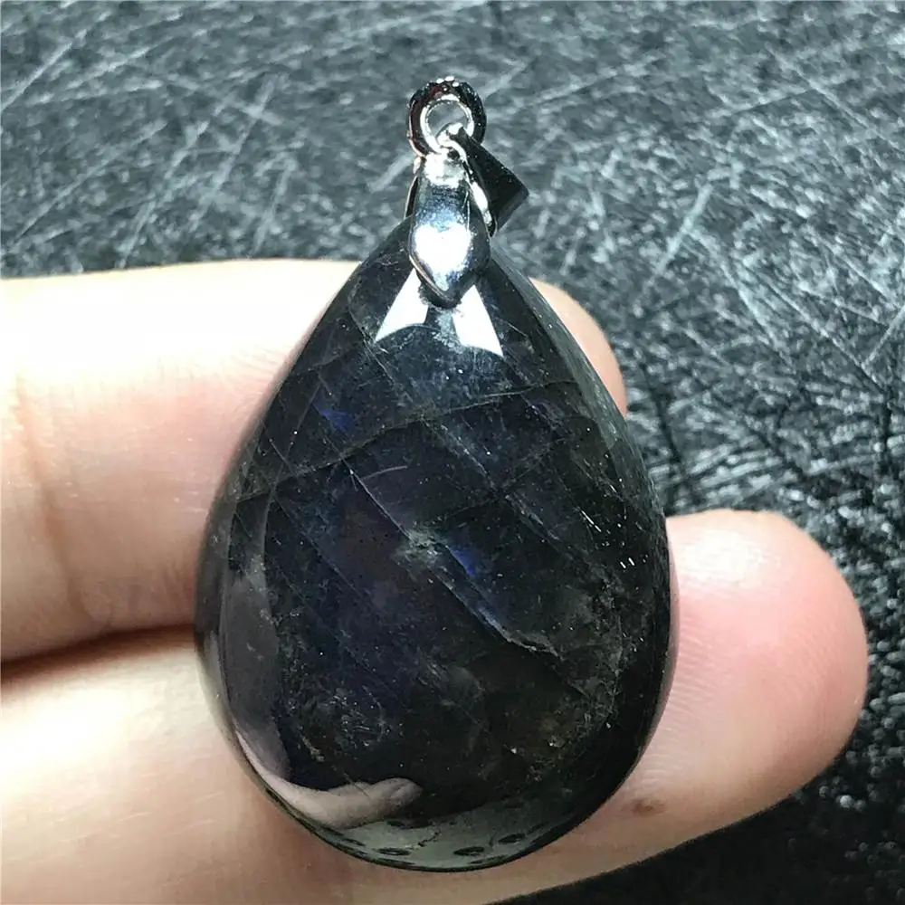 Top Natural Blue Light Labradorite Pendant Jewelry For Woman Men 27x20x10mm Beads Water Drop Stone Silver Necklace AAAAA | Украшения и