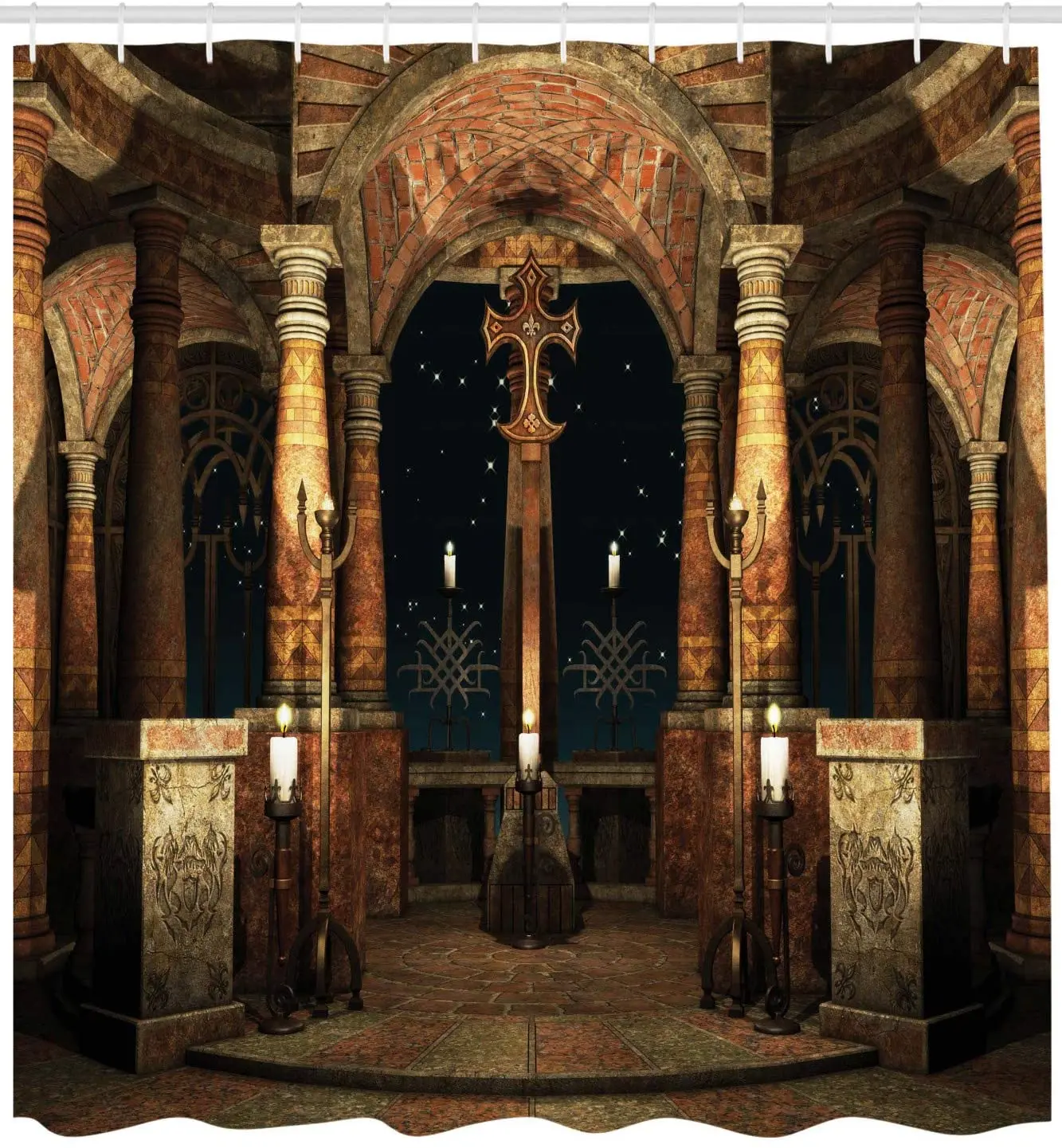 Готическая занавеска для душа цвета слоновой кости темный Мистик холл с