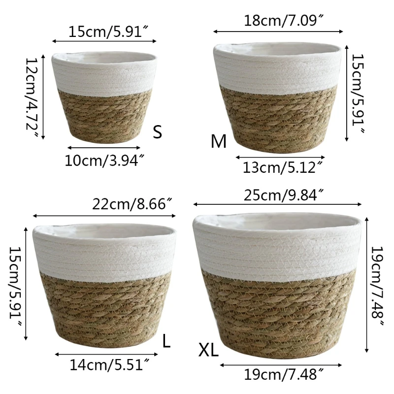 

Nordic Handmade Straw Basket Laundry Picnic Toy Storage Macrame Woven Flower Pot Plant Container Home Decoration