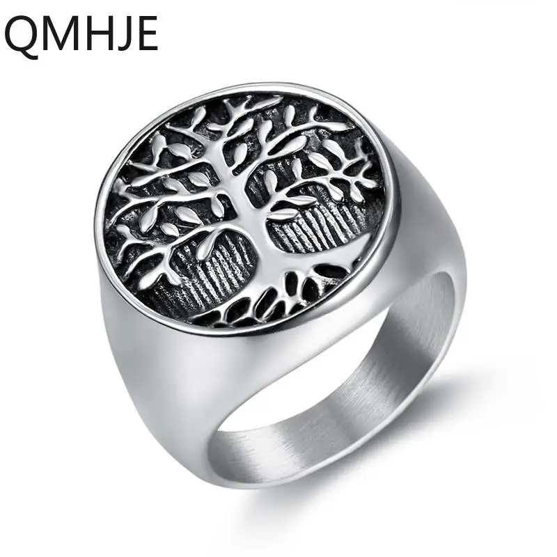 Lucky Tree Life, мужское кольцо, печатка, серебряное, титановое, нержавеющая сталь, мужские кольца, свадебные, в стиле панк, рок, Хип, байкер, группа для женщин, DAR282