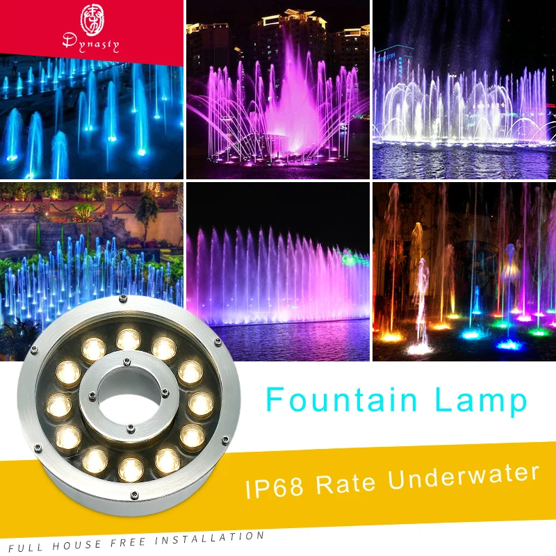 NEW LED Fountain Lamp Outdoor 12V/24V Underwater Lights IP68 Water-Proof Fountain Lights Stainless Steel LED lighting Fixture