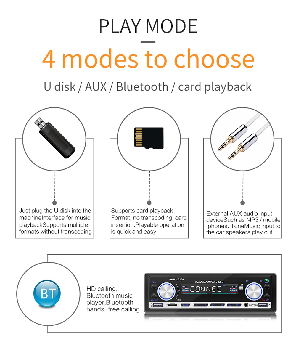 Автомагнитола AMPrime 12 В 1 DIN Bluetooth FM MP3 USB SD AUX|Автомобильные радиоприемники| |