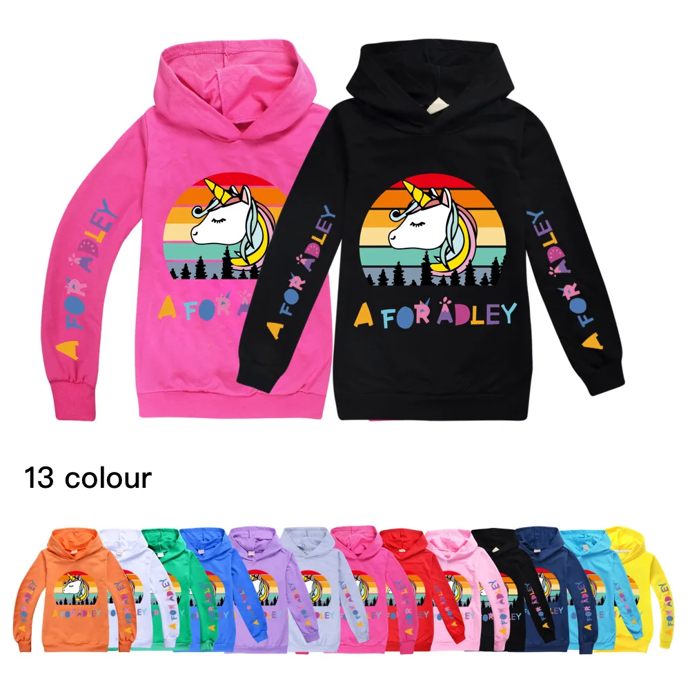 

Fashion Kids Girls Sweatshirt Spring Autumn Boys Hoodies A for Adley Long Sleeve Pullover T-shirt Top Teens Children's Clothing