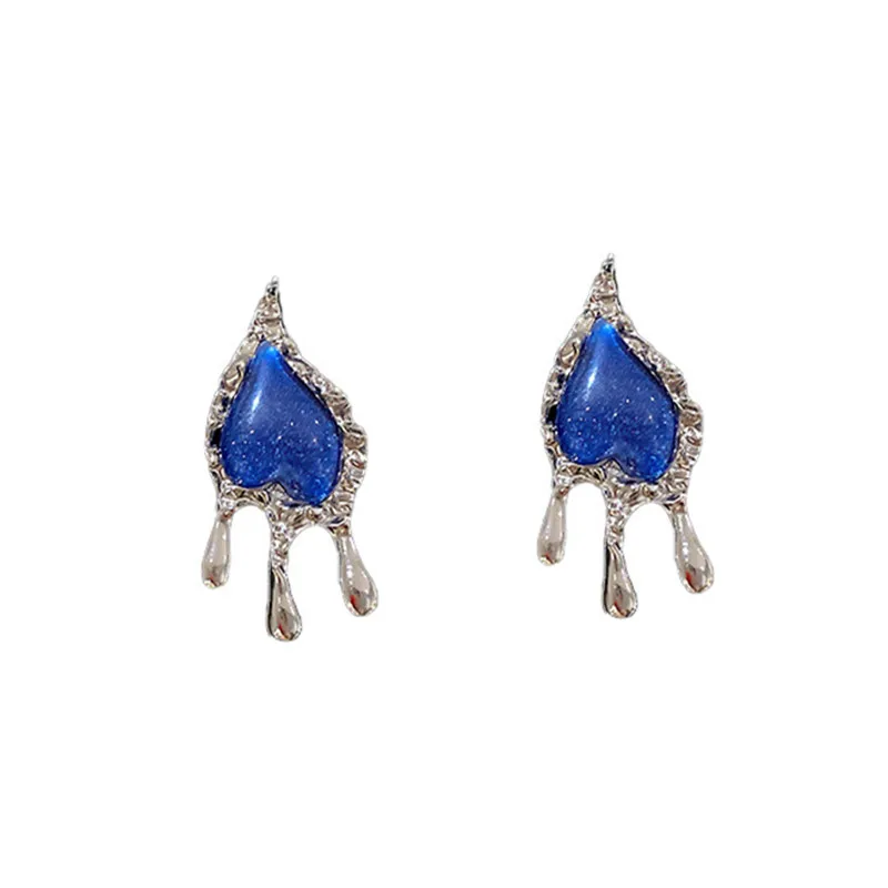 

XIALUOKE S925 Needle Punk Metal Lava Irregularly Shaped Stud Earrings For Women Vintage Hyperbole Earring Aretes Party Jewelry