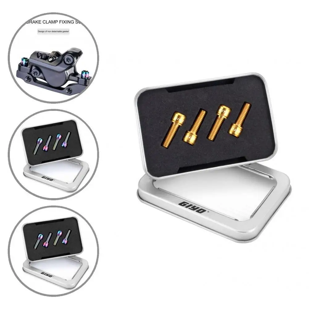 

High-quality Disc Brake Screws Good Practicability Titanium Alloy Bike Stem Fixed Screw Brake Fixed Screws 4Pcs/Box