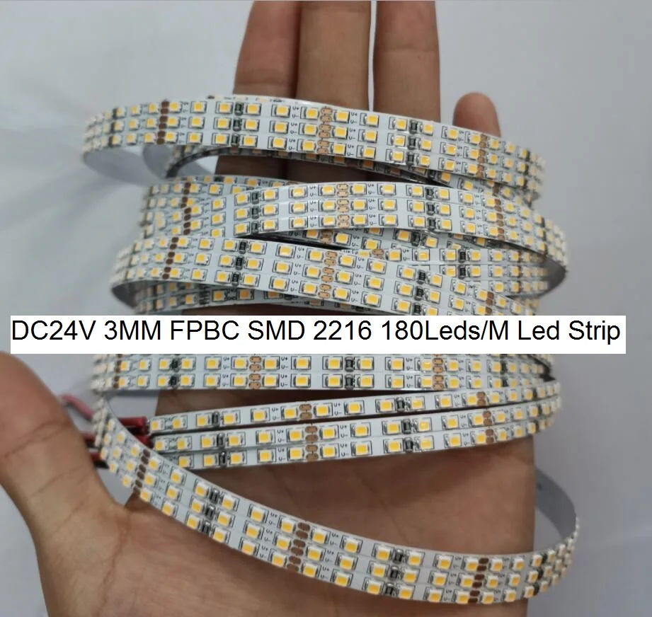 16.4Ft DC24V CRI90 10 мм PCB 180 светодиодный s/M 3 КЭК тонкий 12 Вт 2216 SMD полосы с большим