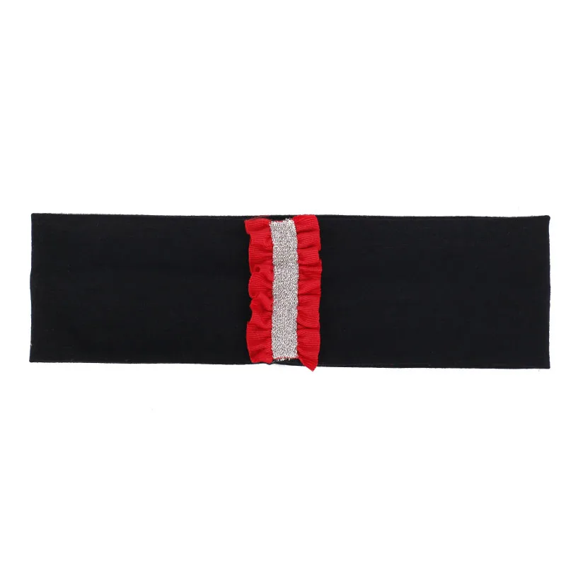 red black Geebro/Детские Серебристые полосатые эластичные хлопковые повязки для волос, милые детские одноцветные тюрбаны для девочек и мальчиков, аксессуары для волос - Цвет: red black