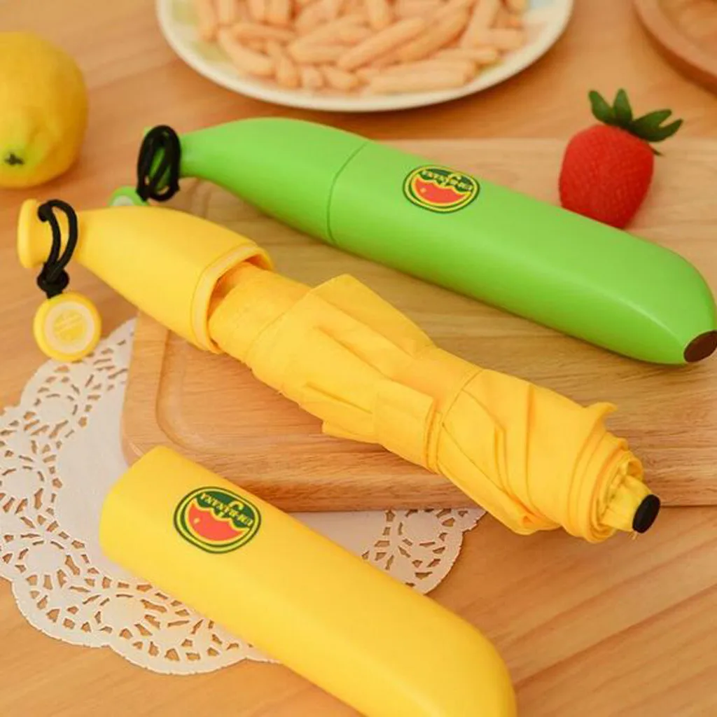 Милый Зонт от дождя и солнца в форме банана для женщин защитные ветрозащитные