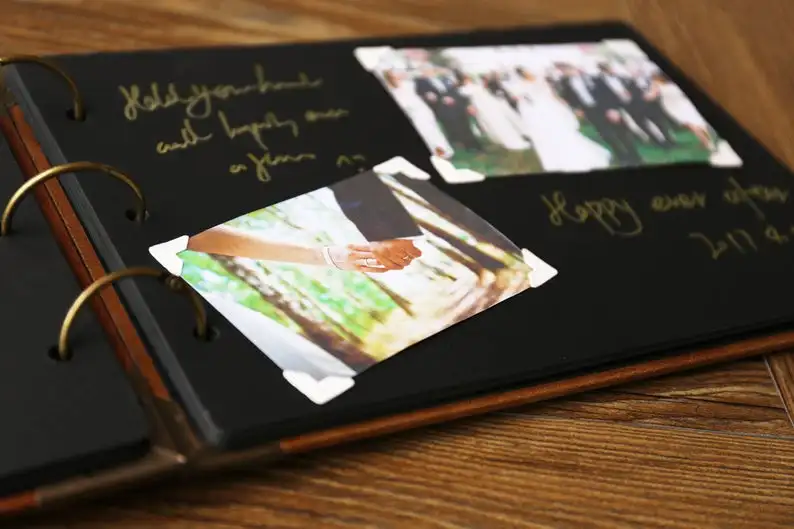 10 дюймов на заказ винтажный гравированный PU лазерный кожаный фотоальбом черные