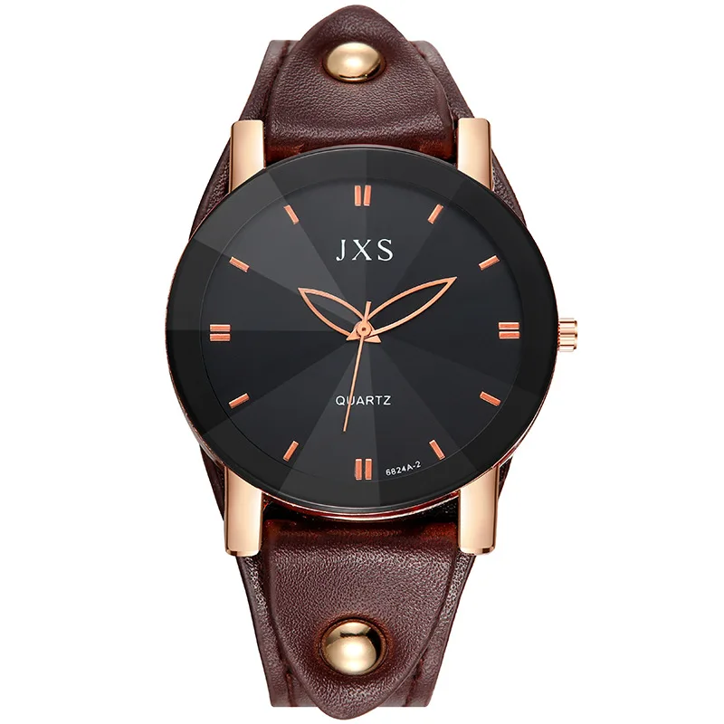 

Nice PopBlack Edge Sharp Top Glass Bar Nail menS Belt Watch Casual Fashion Trend Willow Needle Quartz menS Watch