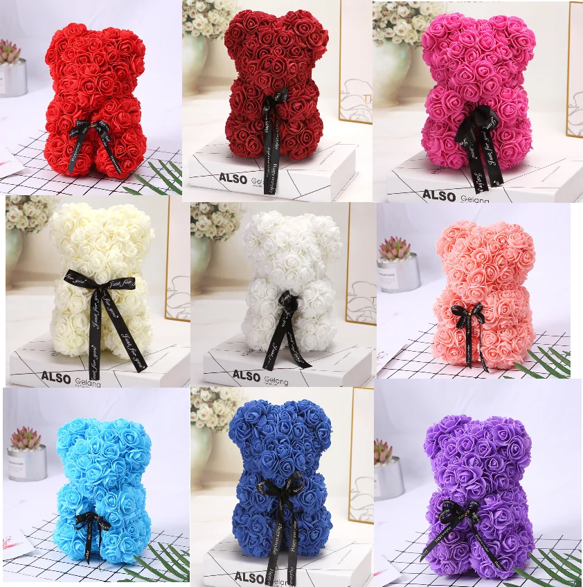 

Artificial Flowers 25cm Teddy Rose Bear Girlfriend Anniversary Christmas Valentine's Day Gift Birthday Present For Wedding Party